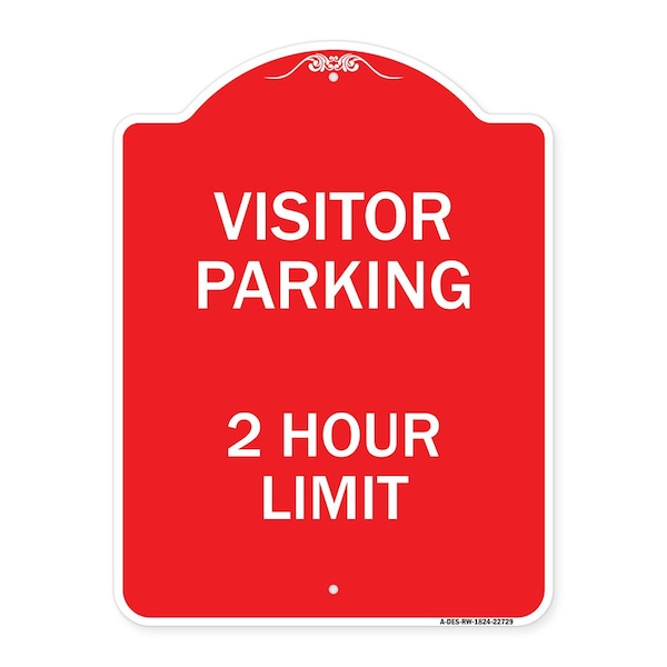 Signmission Visitor Parking Sign Visitor Parking 2 Hour Limit, Red & White Alum Sign, 18" x 24", RW-1824-22729 A-DES-RW-1824-22729 - main